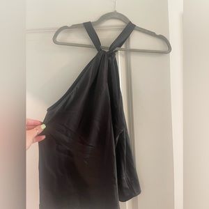 Aqua black cross neck shirt